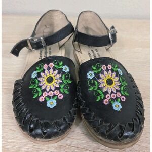 Cowboy Empire Floral Embroidered Leather Huarache Sandals Kids US 12.5 Mexico 19